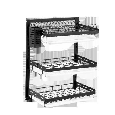 China Durable Rustproof Adjustable 2-Tier 3-Tier Dish Drain Rack With Chopsiticks Cage for sale