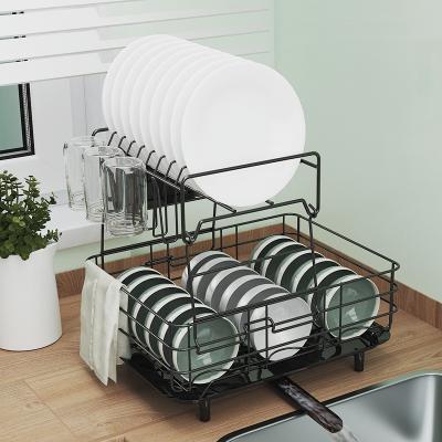 China Rectangle Large Capacity Kitchen Household 2 Tier Removable Stainless Steel Hot Dish Drainer Rack for sale