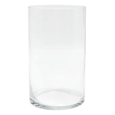 China Traditional High Quality Tall Cylinder Floor Decoration Hand Clear Glass Vases For Wedding for sale