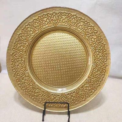 China Viable wholesale luxury gold charger glass dishes for dinner for sale