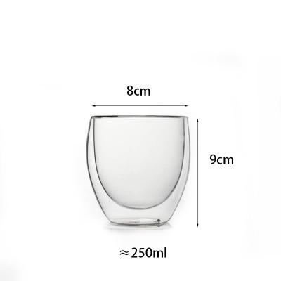 China New Sustainable Heat Resistant Double Wall Insulated Glass Water Mugs Clear Beer Coffee Mug For Office for sale