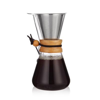 China New Sustainable Design 400ml Luxury Borosilicate Pour-over Glass Coffee Pot Maker Set for sale