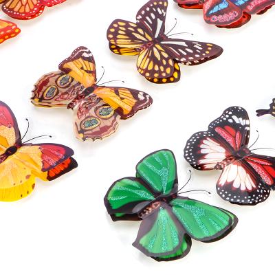 China Cute Birthday Party Backdrop 3d Laser Art Butterfly Wall Stickers Home Decor Butterfly Pattern Sticker Decoration for sale