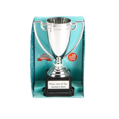 China Custom Design Text Graphics Athletic Competition Gold And Silver Plating Trophy Cup Manufacturers for sale