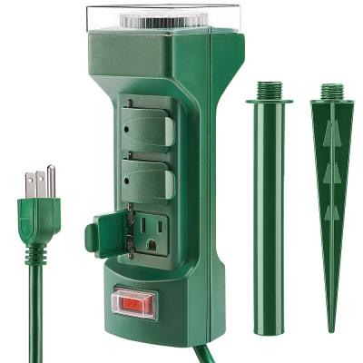 China Stake Outdoor Timer Power Station Number Number Timer Extension Power Socket Waterproof Outdoor Timer Power Strip for sale