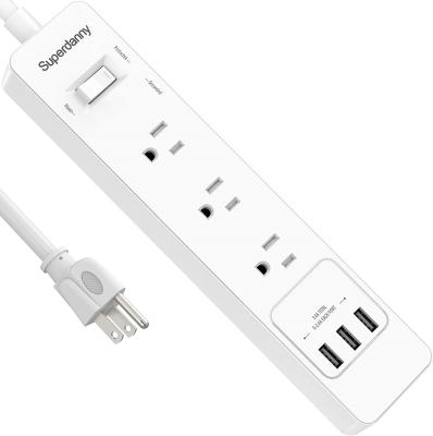 China 3 Ports USB US 3 Outlet 3 AC Extension Lead With 3 USB 3 Outlets Power Strip Extension Wall Outlet for sale