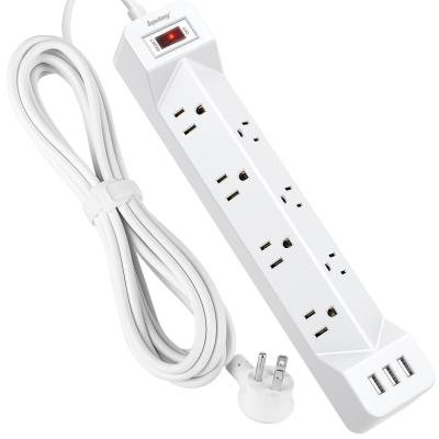 China 7 AC Outlets 3 USB Ports 7 Socket Surge Protector Power Strip With 3 USB Ports Extension Phone Socket for sale