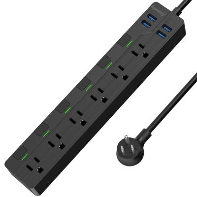 China 6 ac outlets 4 usb ports factory price brand new 6 socket ac power sockets 4 ports usb power extension sockets for sale