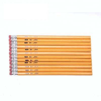 China office & High quality school pencil yellow pencil. Custom HB Red Wooden Board Pencil Yellow Body Kids Pencil With Eraser for sale