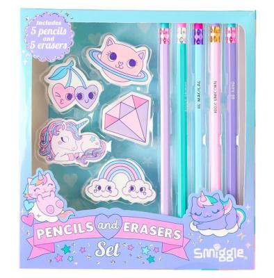 China office & School Pencil Promotional Cartoon Stationary Set For School, Fashion Personalized Back To School 3D Eraser With Pencil Set For Students for sale