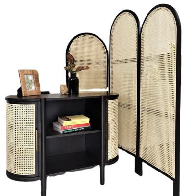 China CLASSIC Light Luxury Natural Luxury Folding Screen Rattan Tri Panel 3 Decorative Interior Room Divider for sale