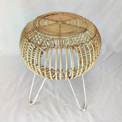 China (Other)Adjustable Modern Round Bamboo Rattan Furniture Coffee Table Stool and Chairs Home Decor Side Table Bamboo Rattan Stool for sale