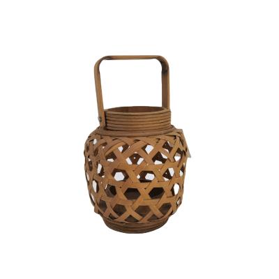 China Romantic Home Decoration Lantern Natural Bamboo Weave Bamboo Candlestick Woven Candle Holder for sale