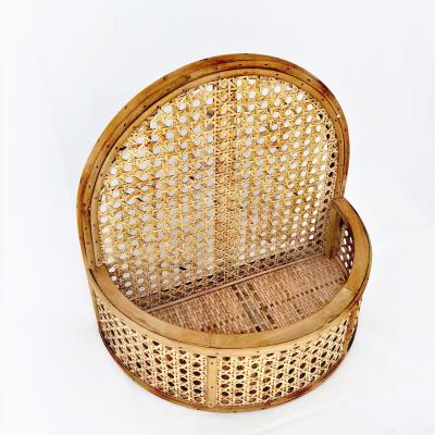 China Eco-friendly Natural Wood Wicker Rattan Woven Wall Traditional Vintage Shelf Art Shelves Rack For Wall for sale