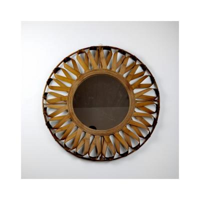 China Various Decoration Occasional Widely Used Glass Bamboo Wall Mirror Bamboo Mirror Home Decoration for sale