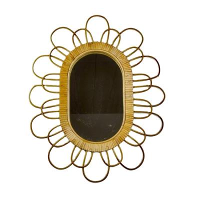 China Wall Hanging Mirror Bamboo Mirror Vintage Ellipse Home Decoration for sale