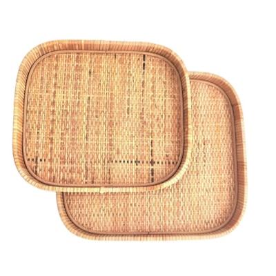 China Natural Handmade Adjustable Small Size Rattan Woven Square Storage Tray Eco-Friendly High Quality Sustainable Hot Sale Cutlery Set for sale