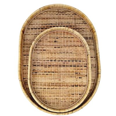 China New Traditional Designed Eco-friendly Chinese Handicraft Table Serving And Decorative Rattan Woven Tray - Small Size for sale