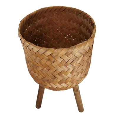 China Large size plant casual detachable bamboo stand quality waist plant stand bamboo weaving indoor decoration for sale