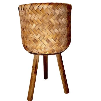 China Popular Bamboo Weaving Stand 2/Set Best Casual Home Decor Plant Stand Planter for sale