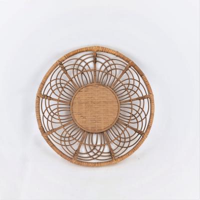 China Casual Hot Selling Round Decorative Rattan Tray Handmade Natural Vintage Bamboo Hanging-Middle Wall Desk Waist for sale