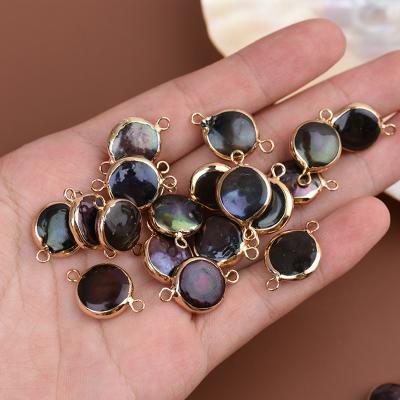 China Jewelry Pendant Accessories Natural Baroque Pearl Button Color Pearl Connector Charm Pendant 11MM Irregular Pearl View Connector for sale