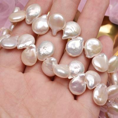 China Jewelry 100% real baroque freshwater pearl three-seven hole button around loose pearl beads for jewelry making for sale