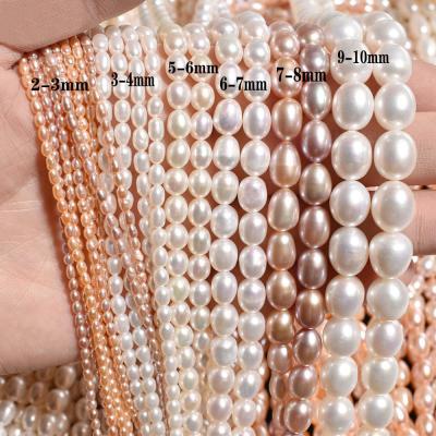 China Pearl jewelry 2-10mm rice pearl jewelry handmade rice shaped pearl jewelry material diy baroque strong light natural freshwater pearl for sale