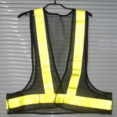 China High Visibility Mens Black Class 3 Safety Running Cycling Vest With 5cm Yellow Lattice Reflective Marking for sale