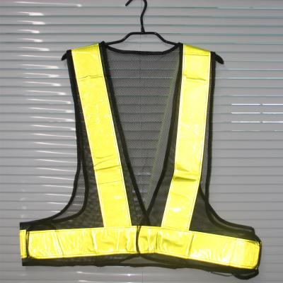 China Men's High Visibility Mesh High Visibility Safety Vest Black With 7cm Yellow Mesh Reflective Tape for sale