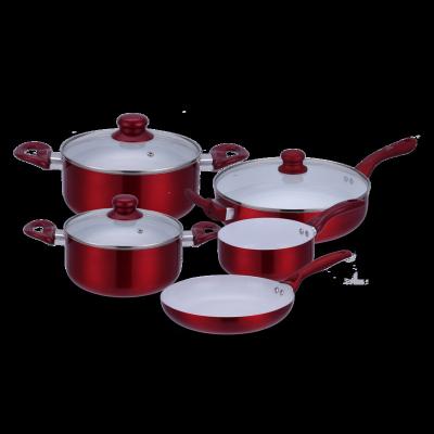 China Sustainable Amazon copper cookware sets 17 piece camping cookware induction cookware aluminum pan for sale