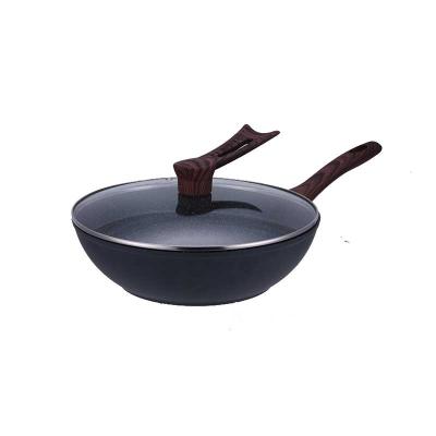 China Sustainable Nonstick Coating Freestanding Wok Stir Pans With Lids And Induction Compatible Chinese Wok Pan for sale