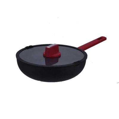 China Sustainable Nonstick Coating Wok Stir Pans With Lids And Induction Compatible Aluminum Nonstick Pan for sale