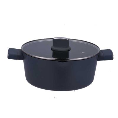 China Factory Direct Sale Sustainable Cast Iron Kitchen Cooking Casserole Classic Round Marble Coating Pot Casserole for sale