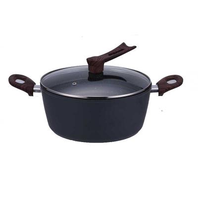 China Viable High Quality Marble Coated Flame Soup Casserole Cookware Set Flame Soup Pot for sale