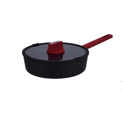 China Sustainable Granite Pan Deep Frying Pan Die Cast Aluminum Nonstick Cookware With Spouts Marble Coating With Lid Kitchenware Frying Pan for sale