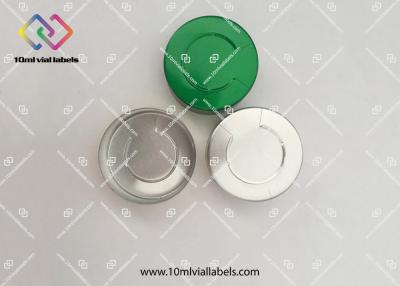 China Custom Logo Flip Off Cap / Glass Vial Caps Dark Green Color With Embossed Logo for sale