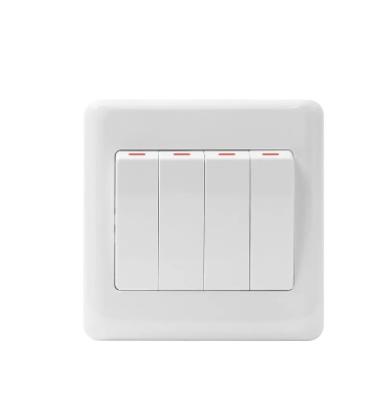 China Popular Electrical Switch 16AX 250V 4 Way Gang 2 Way Light Switch - Safe Wide Rocker White Wall Sockets W80/L4/1/B for sale