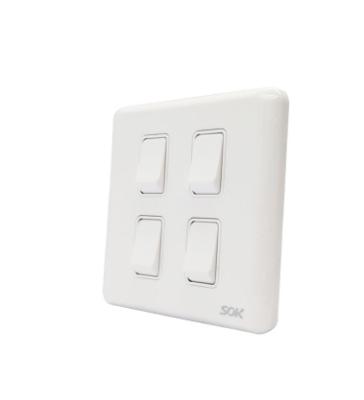 China Popular China Wall Switch 16AX 250V 4 Gang 2 Way Home Electric Lamp Switch W80/L4/2 for sale