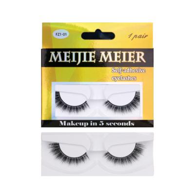 China reusable false eyelashes without glue and without magnet Water-activated self-adhesive eyelashes without glue 3d tape lashes for sale