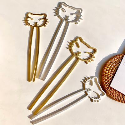 China European and American Stylish Cute Cat Metal Hairpin Insert Comb U-shaped Hair Clip Hair Accessories for sale