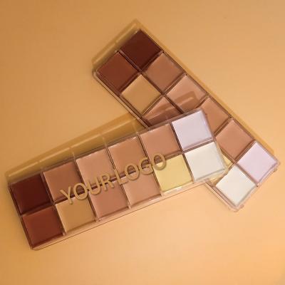 China Private label 12 color moisturizer 2021 new logo contour palette cream concealer makeup cosmetics custom concealer for sale