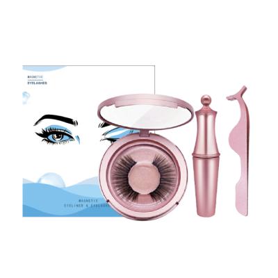 China Convenient to glue 2021 hot selling custom magnetic eyeliner eyelash kits 2 false eyelashes 5 pair magnetic eyelashes for sale