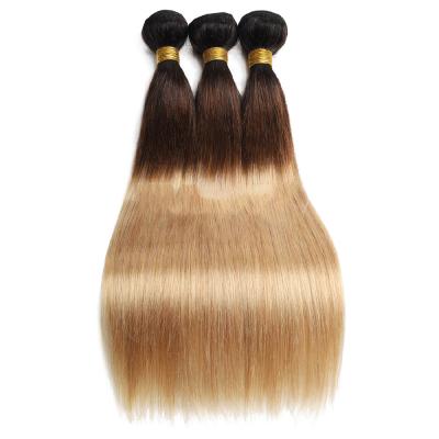 China 100% Wholesale Ombre Human Hair Extensions Unprocessed Virgin Brazilian Hair Straight Hair Color T1b/4/27 Bundles for sale