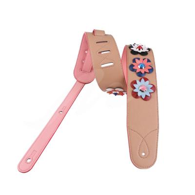 China Cheap GUITAR Price Full Rose Flower Leather Guitar Strap for sale