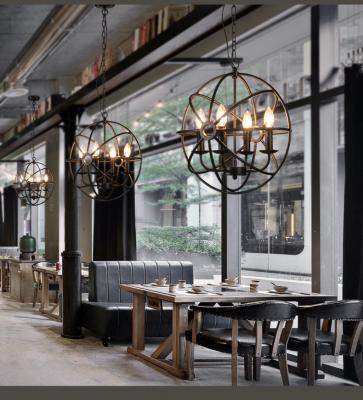 China Industrial Wind Wrought Iron Corridor Aisle Round Bar Restaurant Chandelier Lamp Pendant Lamp Contemporary American Retro Restaurant Lamp for sale