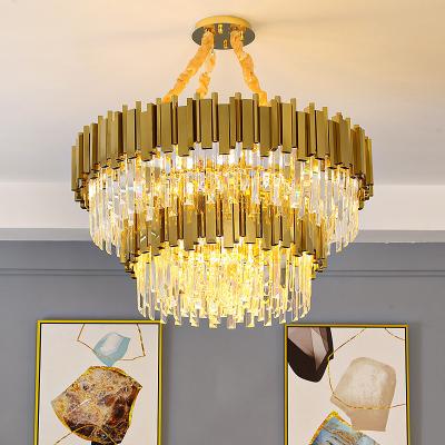 China modern crystal-chandelier k9 modern lobby living room lights hanging gold crystal chandelier lights luxury for sale