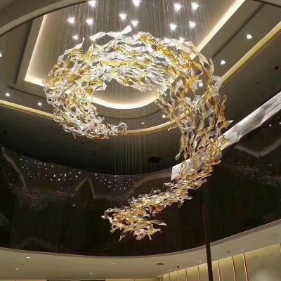 China Modern Contemporary Luxury Amber Lobby Twisted Glass Restaurant Chandelier and Pendant Lights for sale