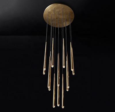 China Modern Interior For Home Pendant Lights Linear Ceiling Bar Lamp Brass Copper Attic Room Lights Hanging Light for sale