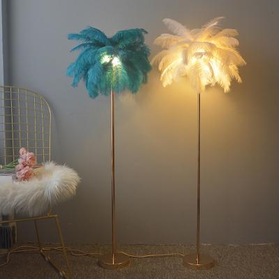 China Contemporary High Quality Feather Floor Lamp Stand Tree Lamp Shade Feather Hot Selling Products for sale